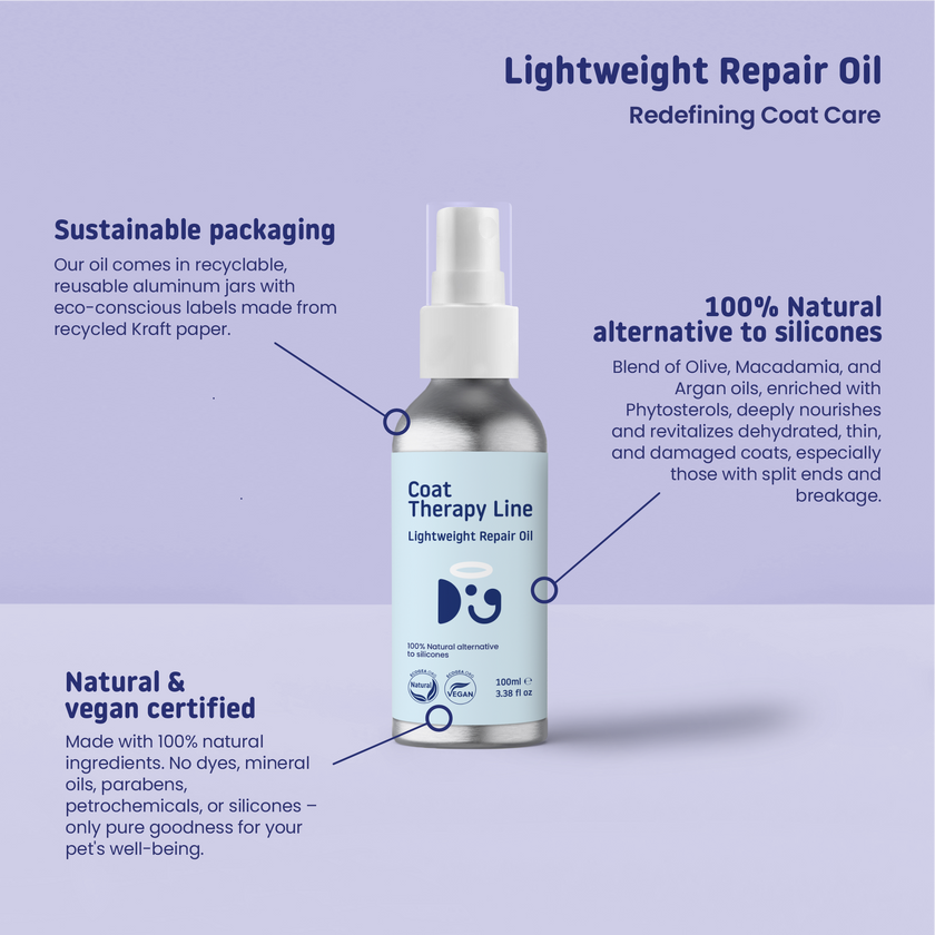 LIGHTWEIGHT REPAIR OIL FOR DOGS | 100% Natural Alternative to Silicones | Doglyness