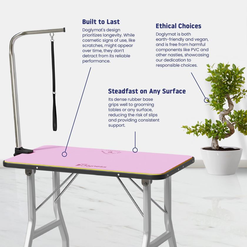 Pink dog grooming sales table